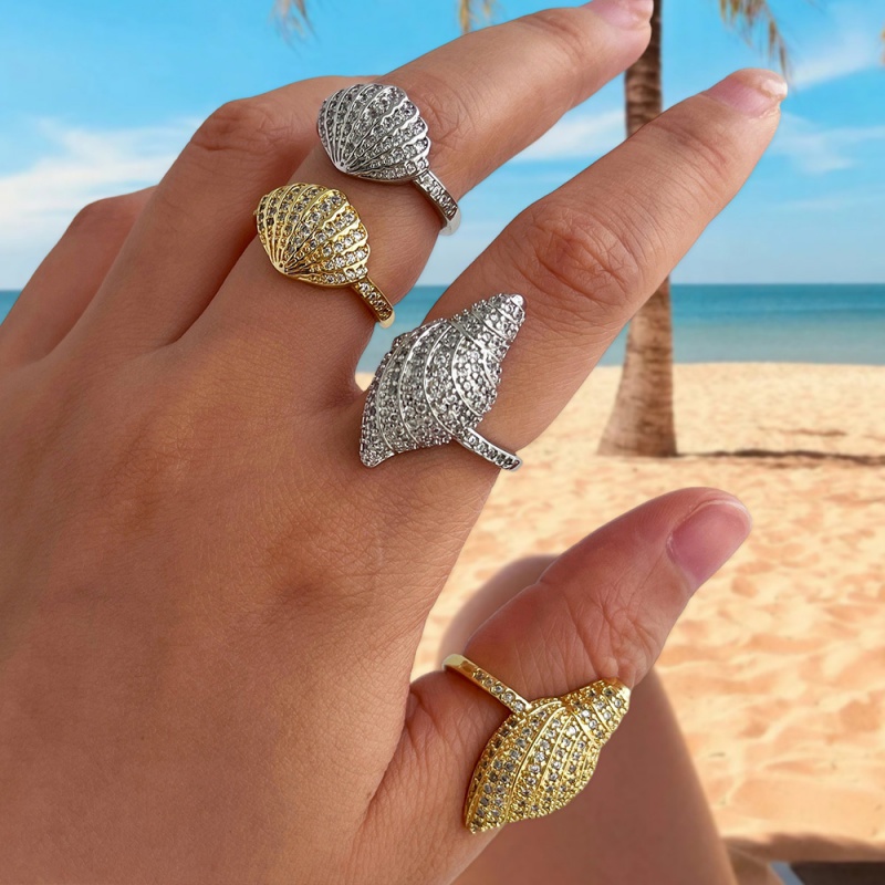 Gold 1 Copper And Zircon Conch Ring