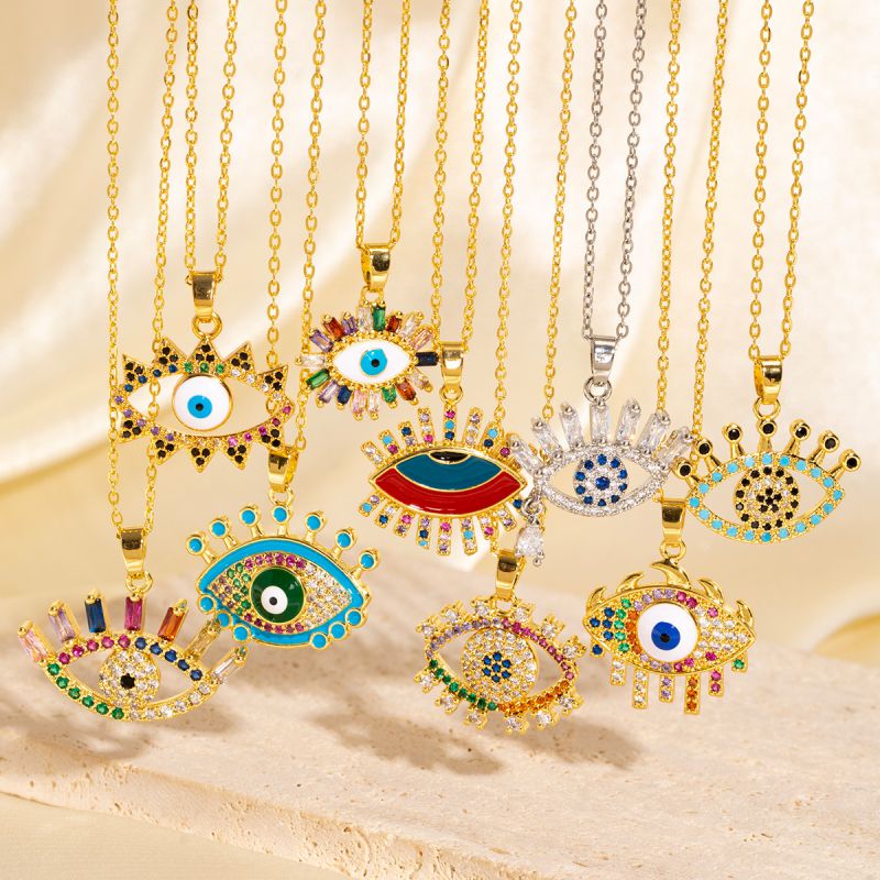 B Copper Diamond Oil-dripping Eye Necklace