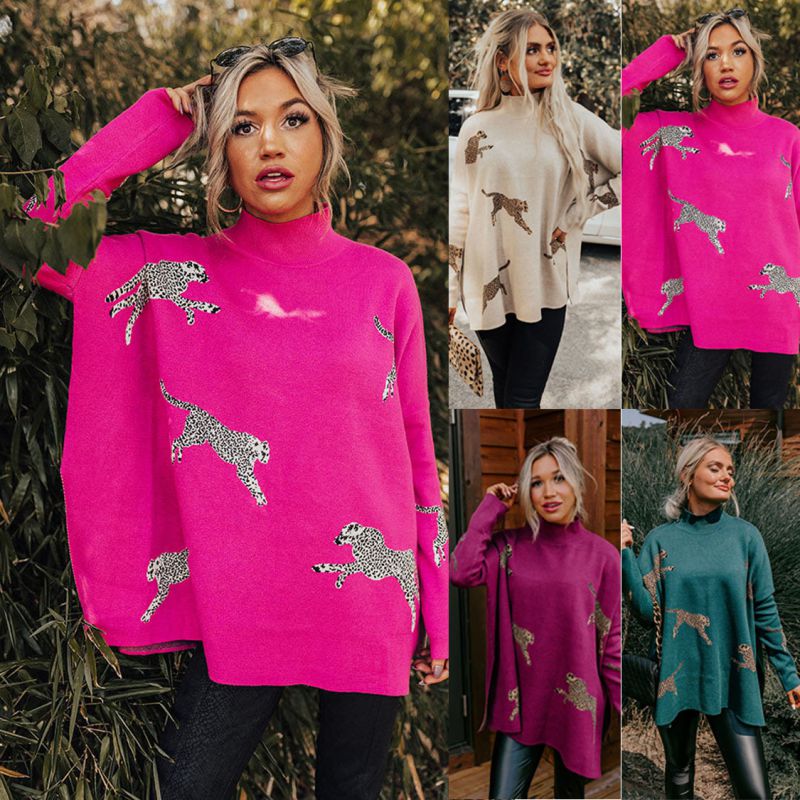 Off White Polyester Printed Turtleneck Bat Sleeve Sweatshirt