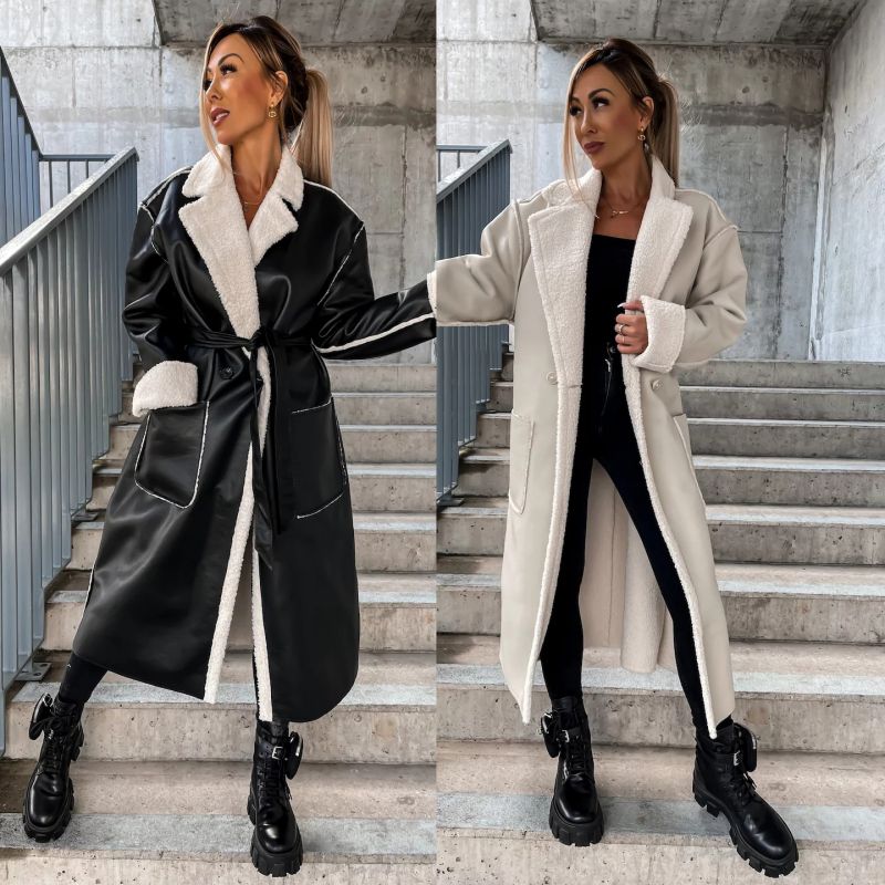 Chaqueta De Cuero Con Corbata