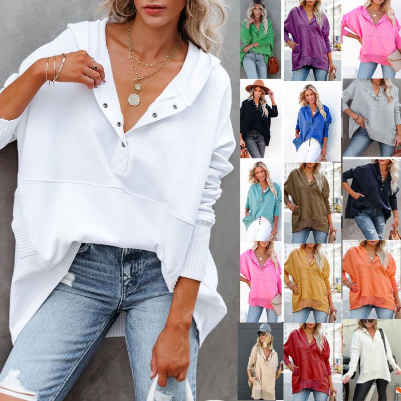 Sudadera Con Capucha Y Mangas De Murciélago Con Cuello En V