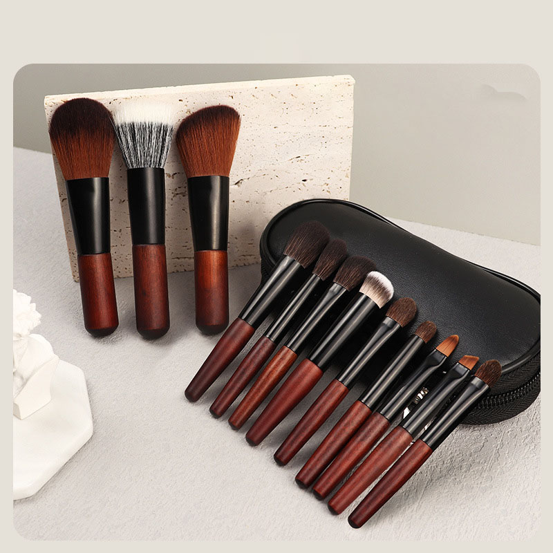 12pcs Black Brown Brush Set [plastic Handle] 12-piece Makeup Brush Set