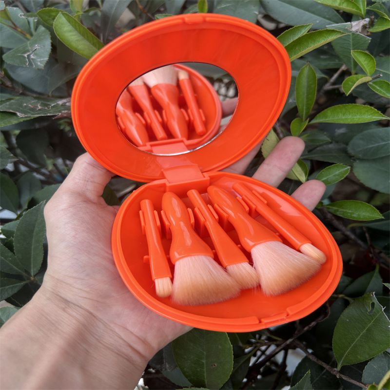 Juego De Brochas De Maquillaje Con Espejo De Concha