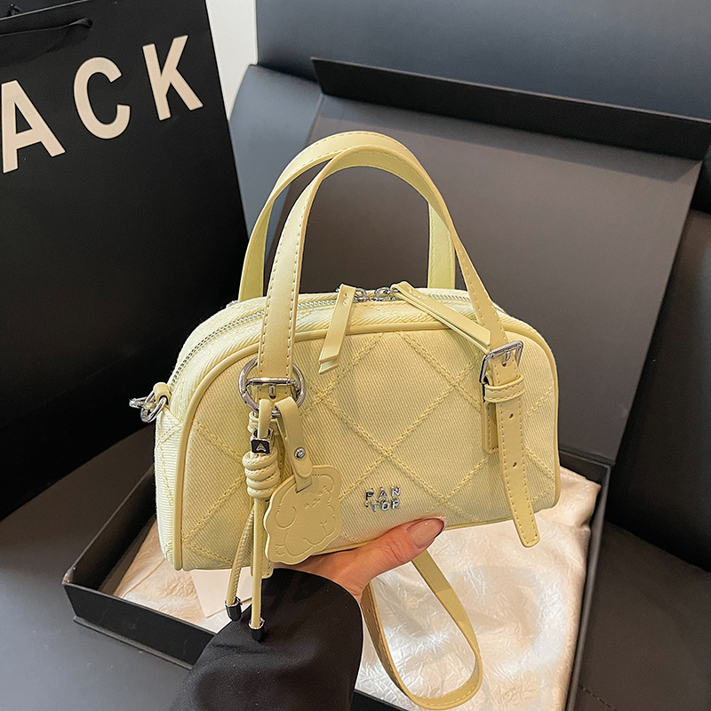 Black Pu Diamond Crossbody Bag