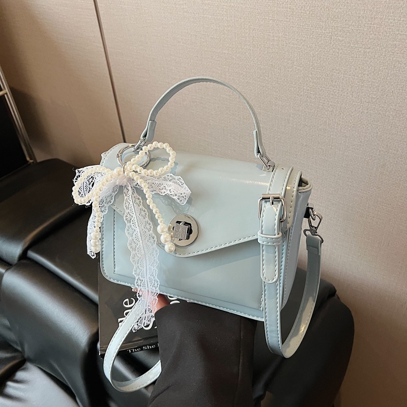 Pink Pu Shiny Leather Flap Crossbody Bag