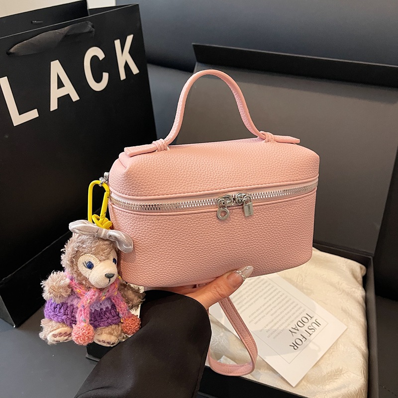 Apricot Color Two Pu Large Capacity Handbag