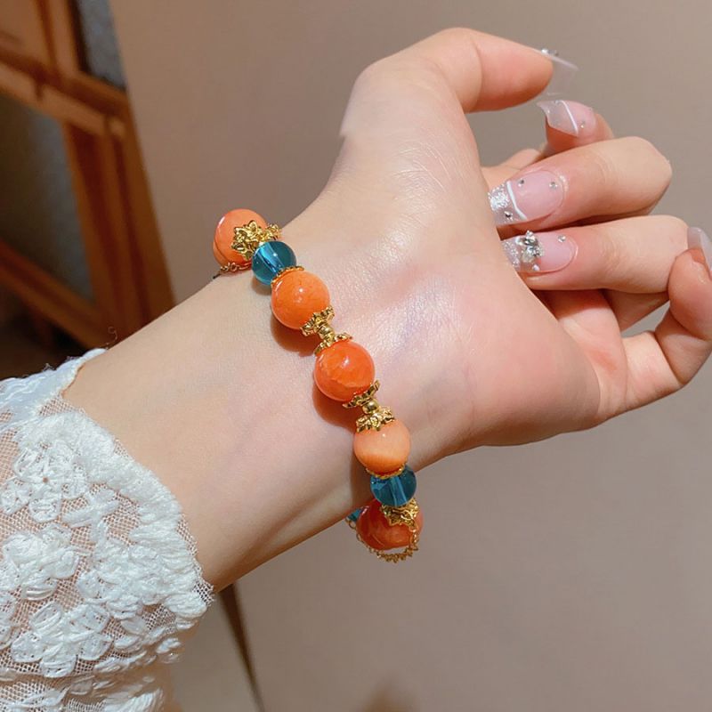 Pulsera De Cuentas De Vidrio Y Diamantes De Resina