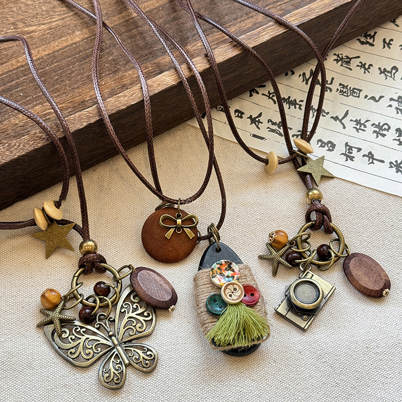 Necklace-double Flower Alloy Teardrop-shaped Double-layer Necklace