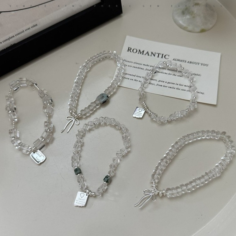 Pulsera Geométrica Con Forma De Corazón Forma Ovalada Y Lazo De Cuentas De Cristal