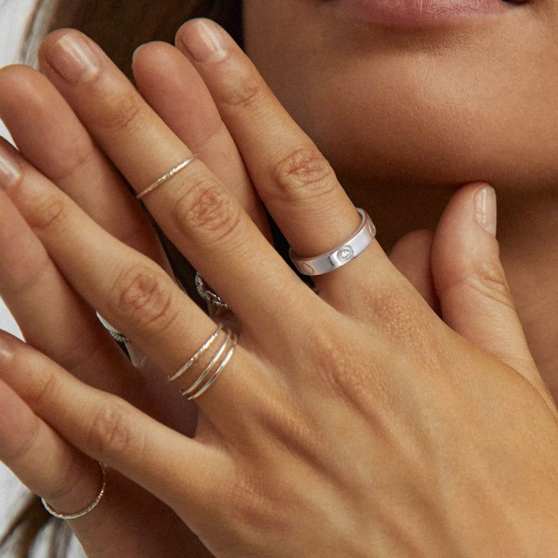 14k Gold Silver Diamond Heart Round Ring