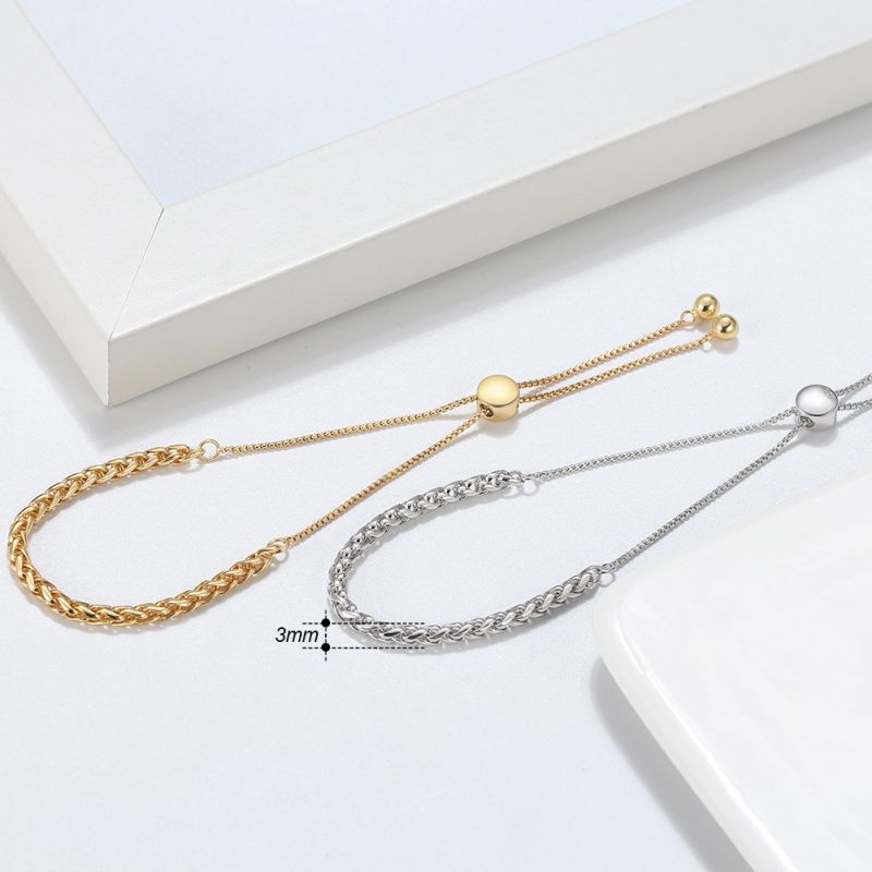 White Gold Long:23cm Silver Geometric Chain Bracelet