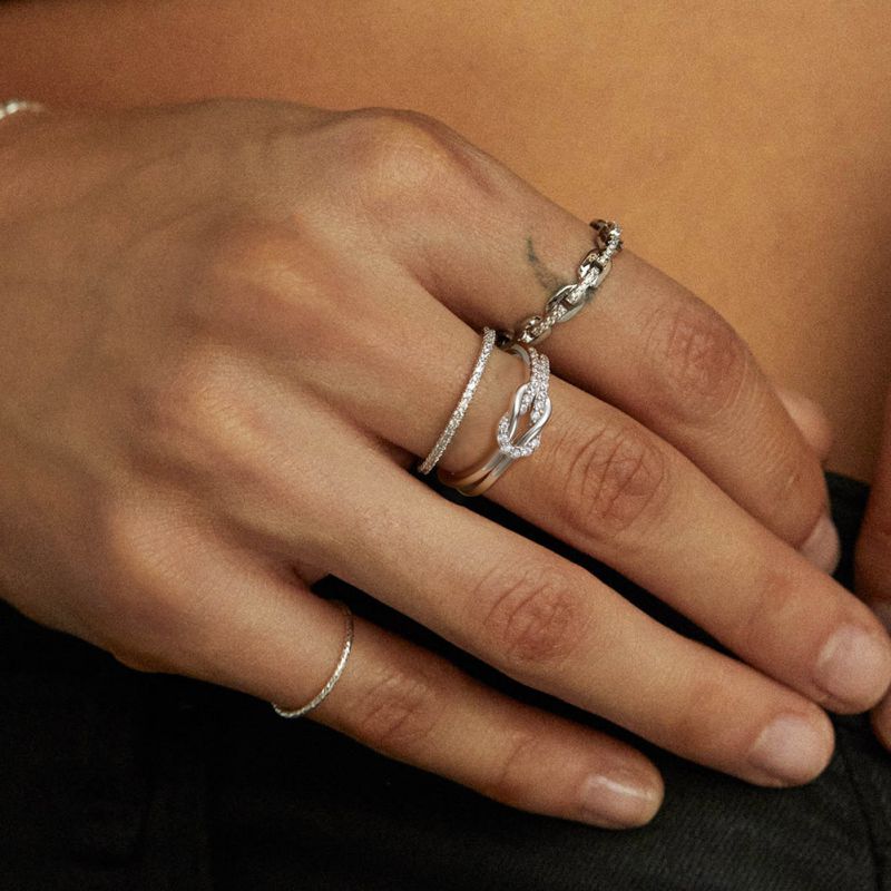 Ring 20# Silver Diamond Round Butterfly Leaf Pearl Geometric Round Ring