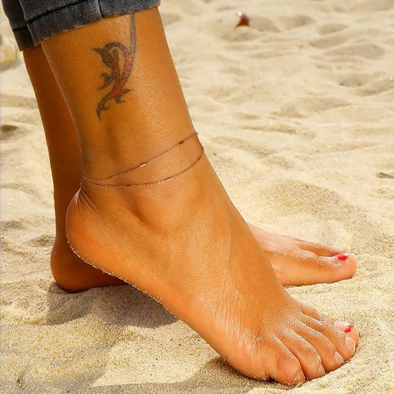 14k Gold Silver Double Chain Anklet