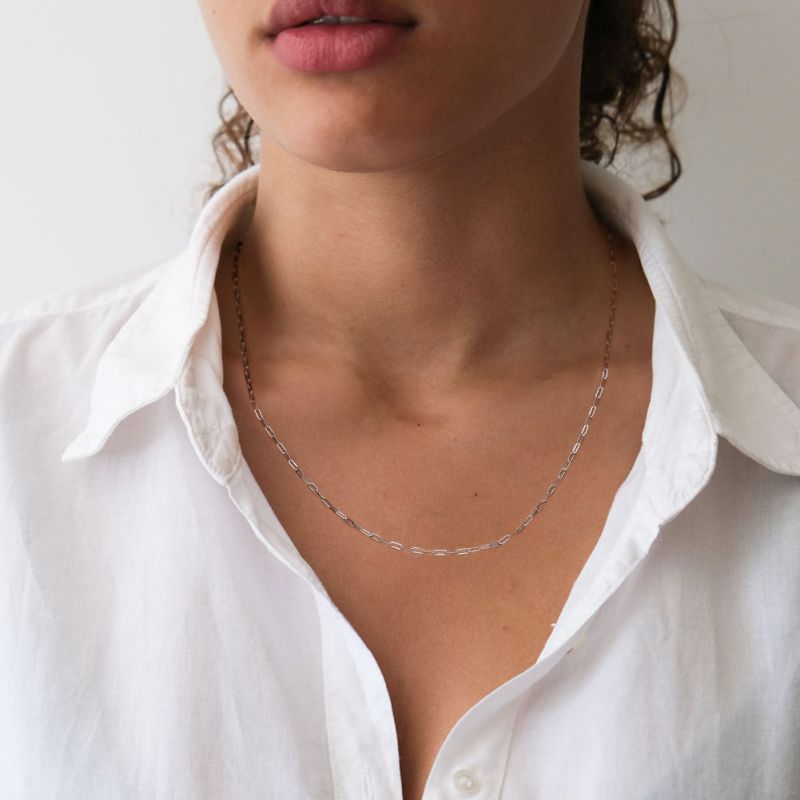 Platinum Electroplating Length 60cm Silver Geometric Chain Necklace