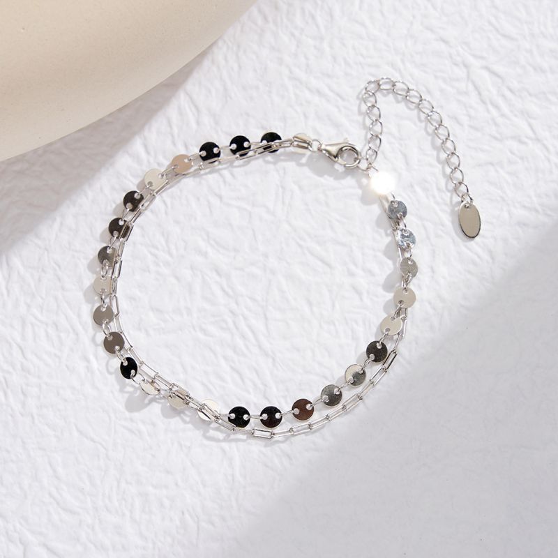 14k Gold Plating Silver Sequin Disc Bracelet