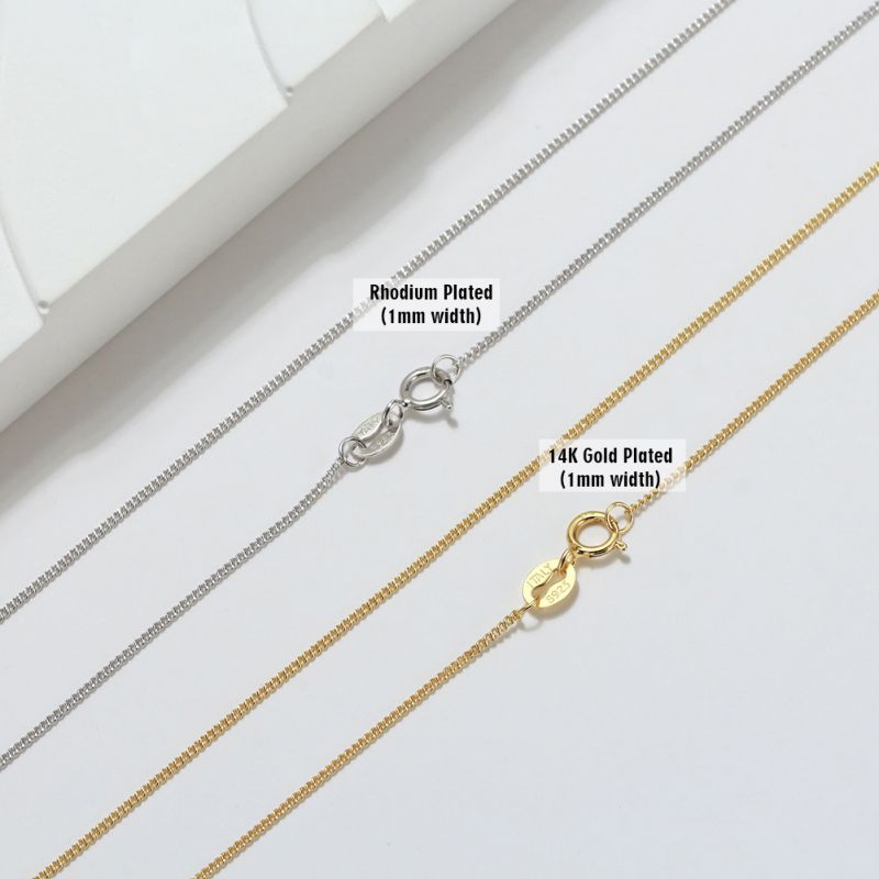 White Gold (rhodium) Length:60cm Silver Geometric Chain Necklace