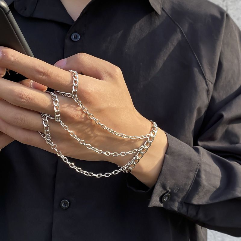 Silver Metal Chain Men's Bracelet