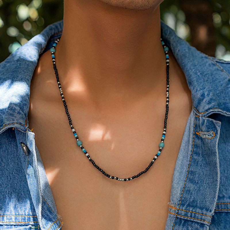 Collar De Cuentas De Arroz Para Hombre
