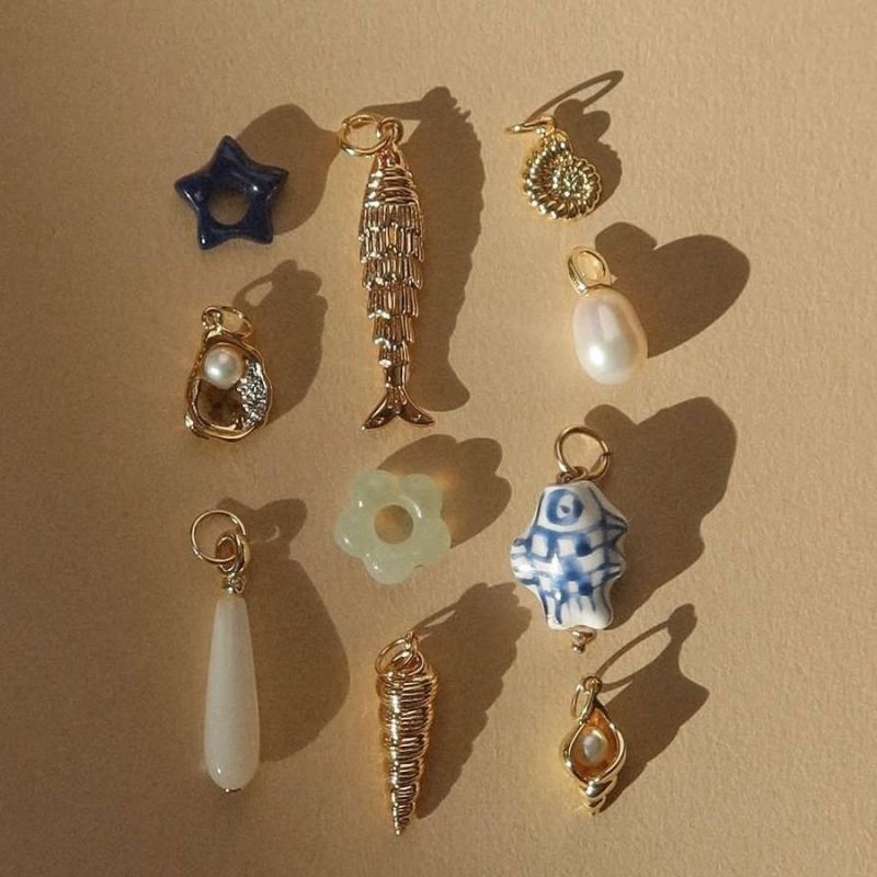 Colgante Geométrico De Cobre Con Forma De Estrella De Mar De Cinco Puntas Y Perla (sin Cadena)