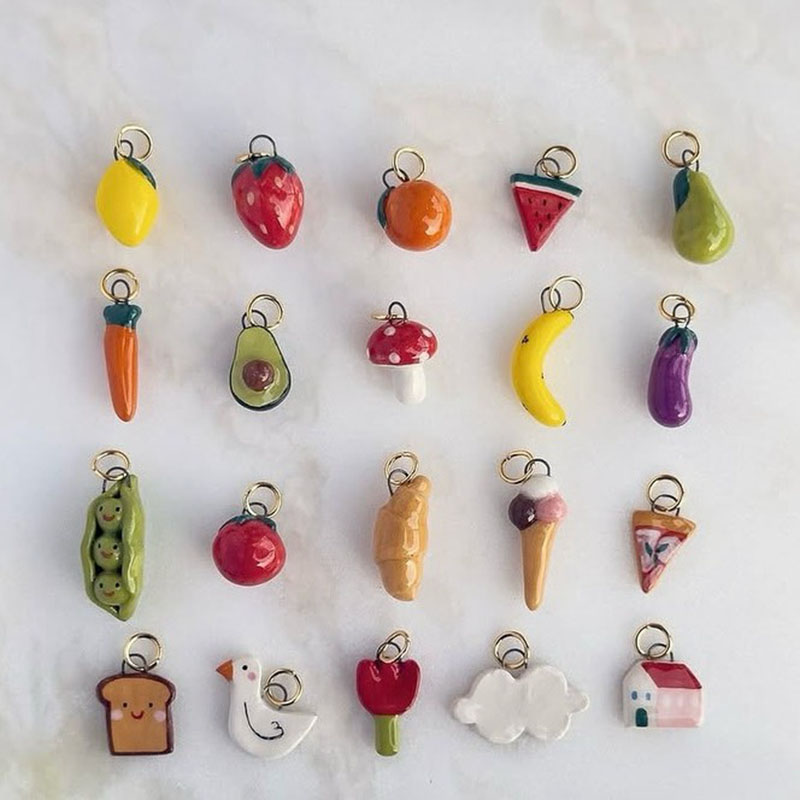 Colgante Geométrico De Fruta Con Perla De Cobre (sin Cadena)