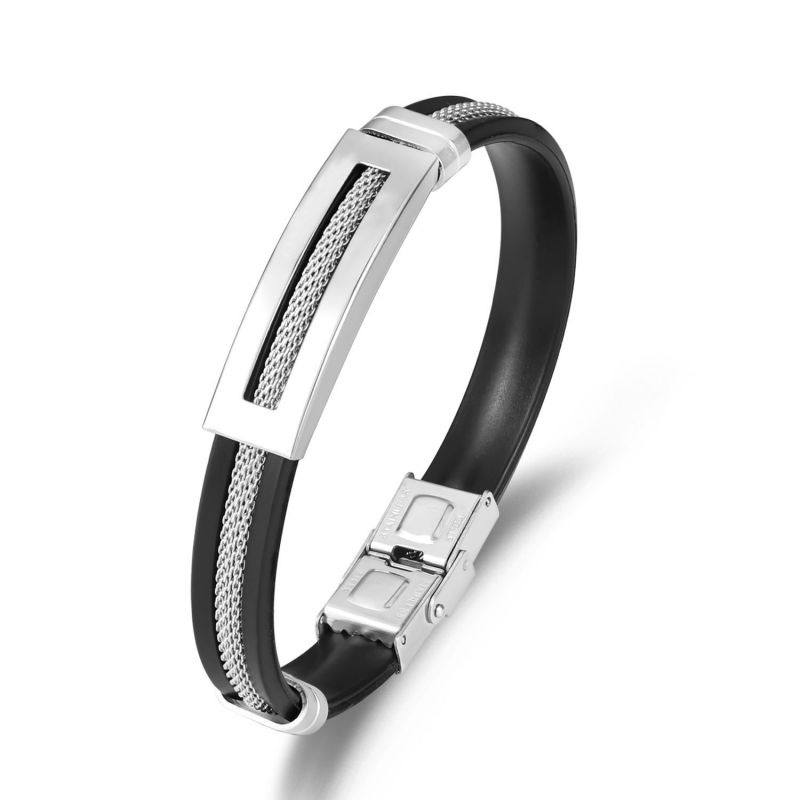 Black Braided Leather Men's Bracelet