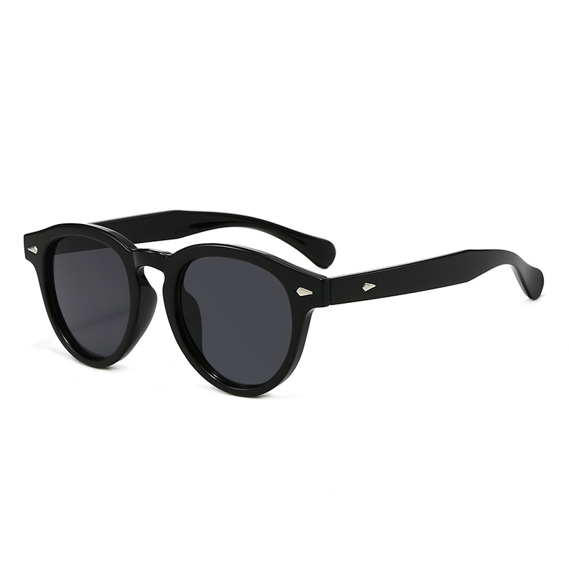 Sand Black Frame White Piece Rice Nail Round Flat Mirror