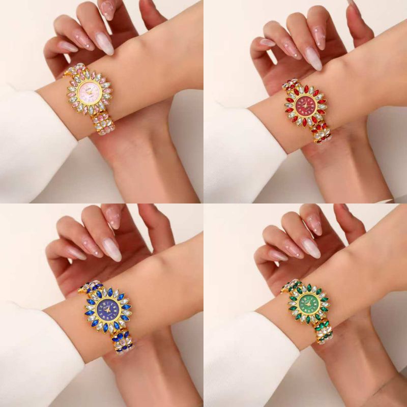 Reloj Redondo De Aleación Con Diamantes