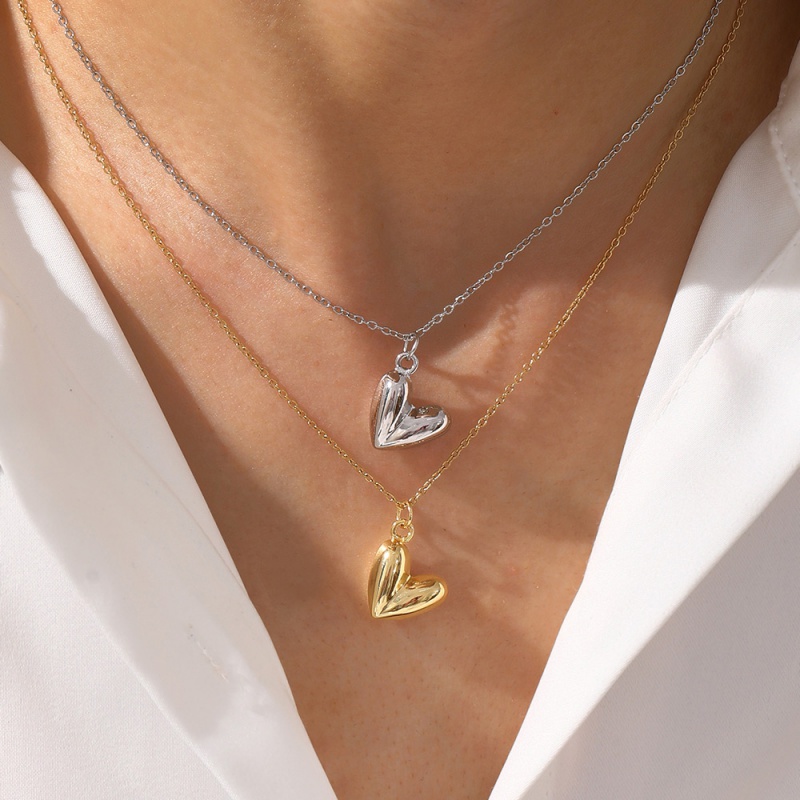 Gold Titanium Steel Heart Necklace