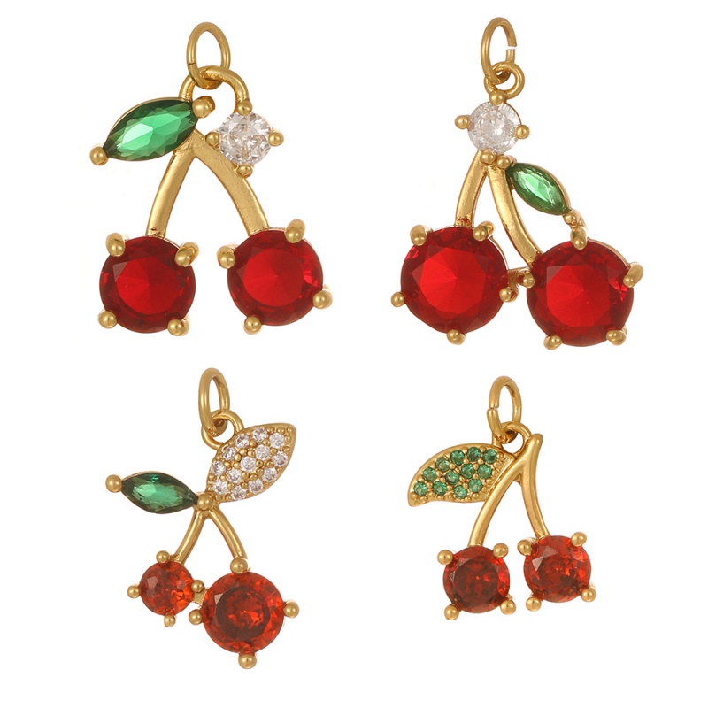 Red 4 Copper Inlaid Zircon Cherry Accessories