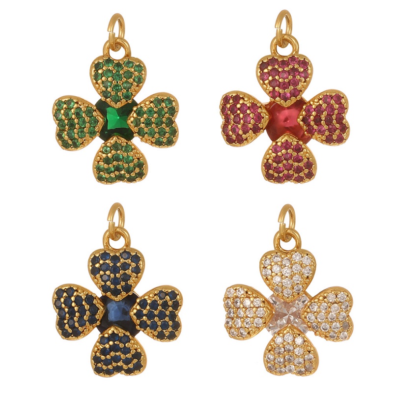 White Copper Inlaid Zircon Lucky Clover Accessories