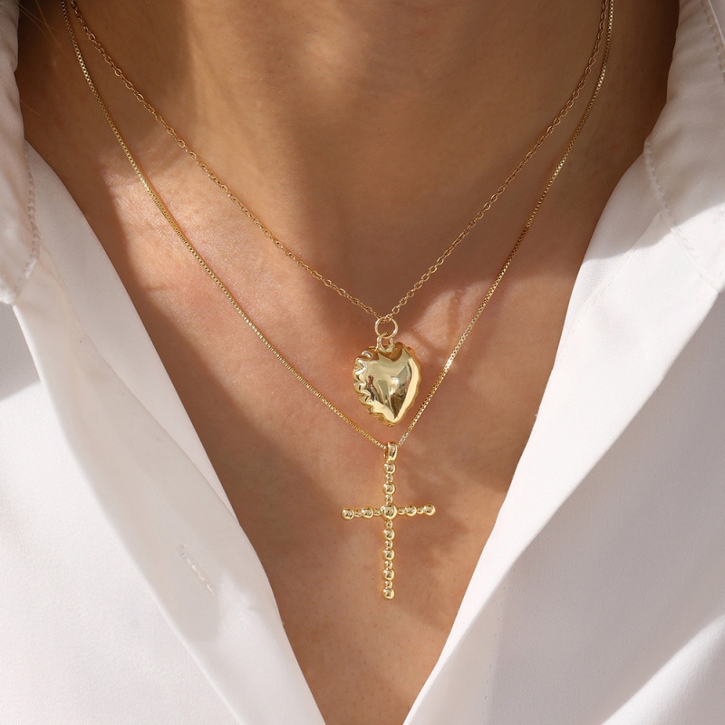Gold 2 Copper Cross Necklace (with Needle)