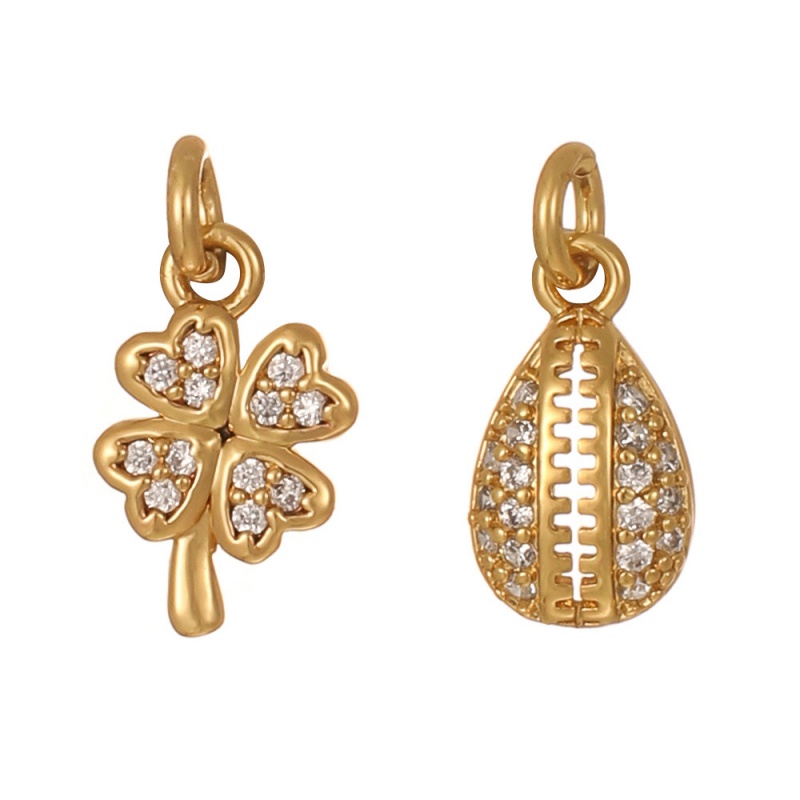 Gold 1 Copper Inlaid Zircon Lucky Clover Accessories