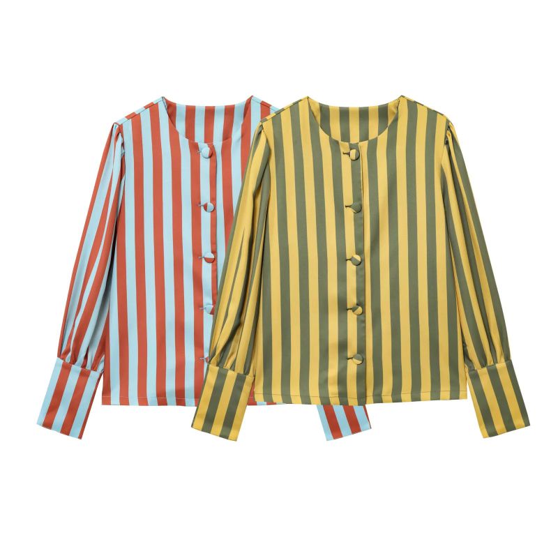 Top De Rayas Con Mangas Abullonadas
