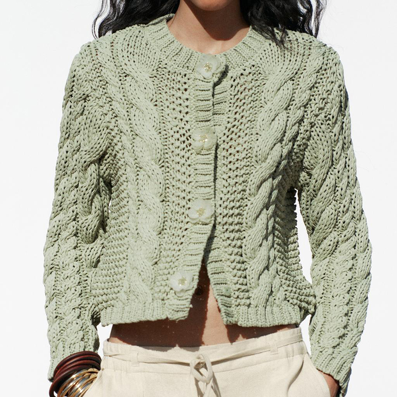 Chaqueta De Punto Con Botones De Flores