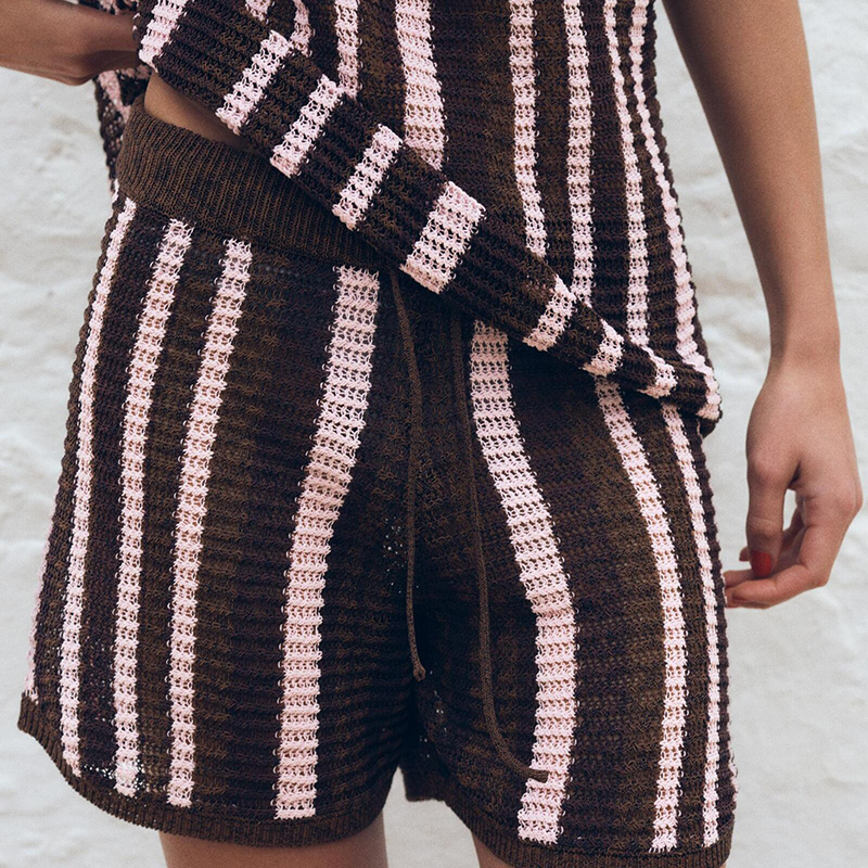 Pantalones Cortos De Punto A Rayas