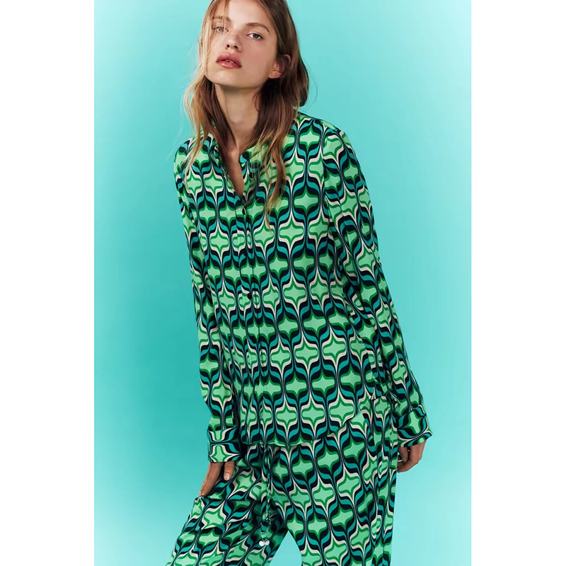 Green Polyester Printed Shirt