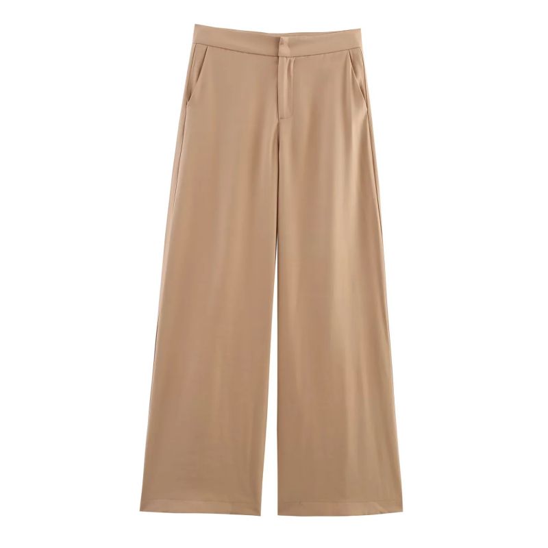 Khaki Wide-leg Trousers