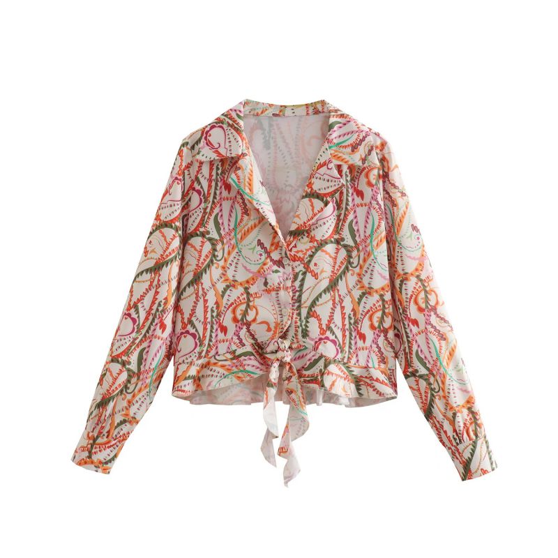 Orange Polyester Printed Tie Shirt