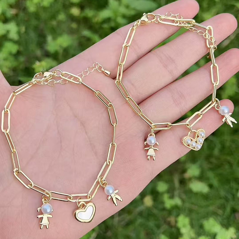 Pulsera Con Forma De Corazón De Perla De Cobre