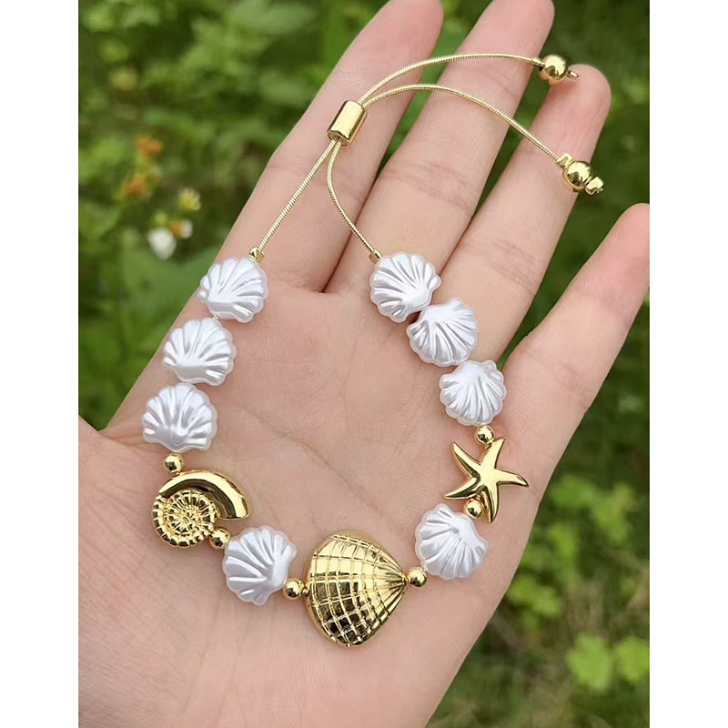 Pulsera De Estrella De Mar Con Concha De Perla De Cobre