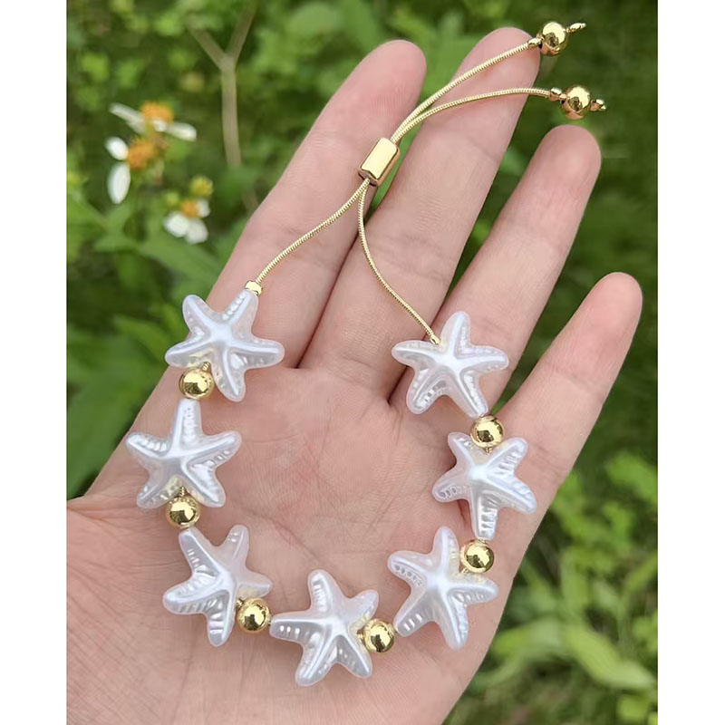Pulsera De Cuentas De Estrella De Mar Y Perla De Cobre