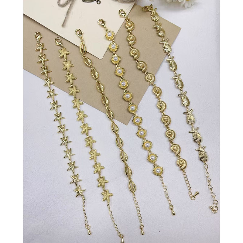 Pulsera De Concha De Estrella De Mar De Cobre