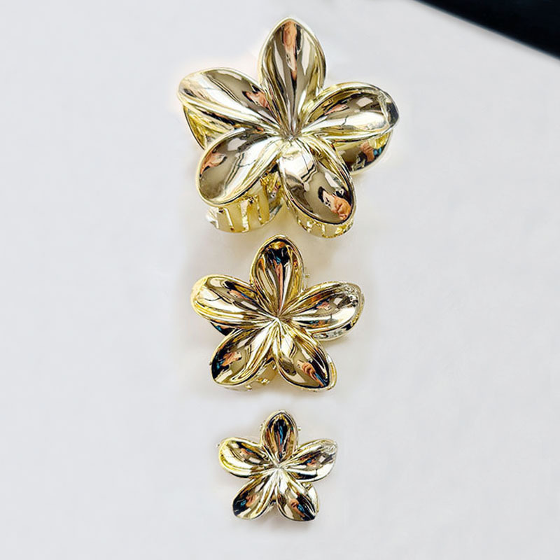 Gold 8cm Resin Plumeria Grab Clip