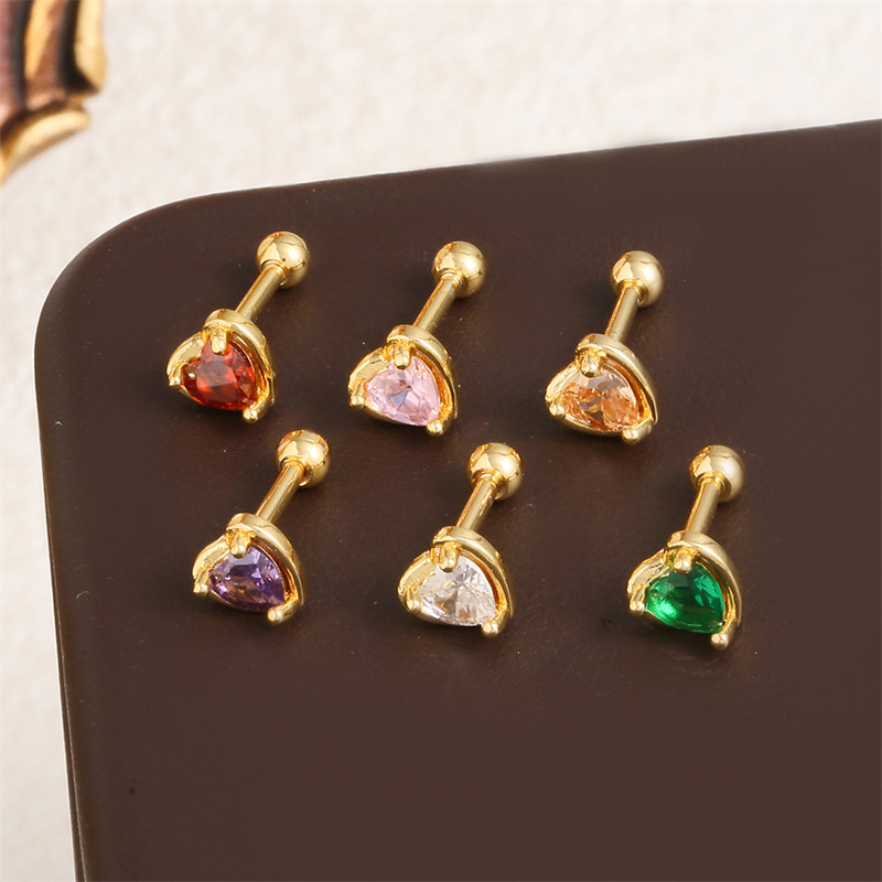 Pendientes De Acero Inoxidable Con Forma De Corazón De Diamante [individual]