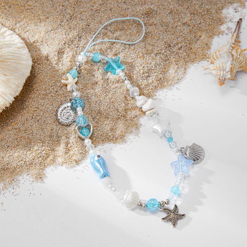 Color Acrylic Colorful Beaded Starfish Shell Mobile Phone Chain