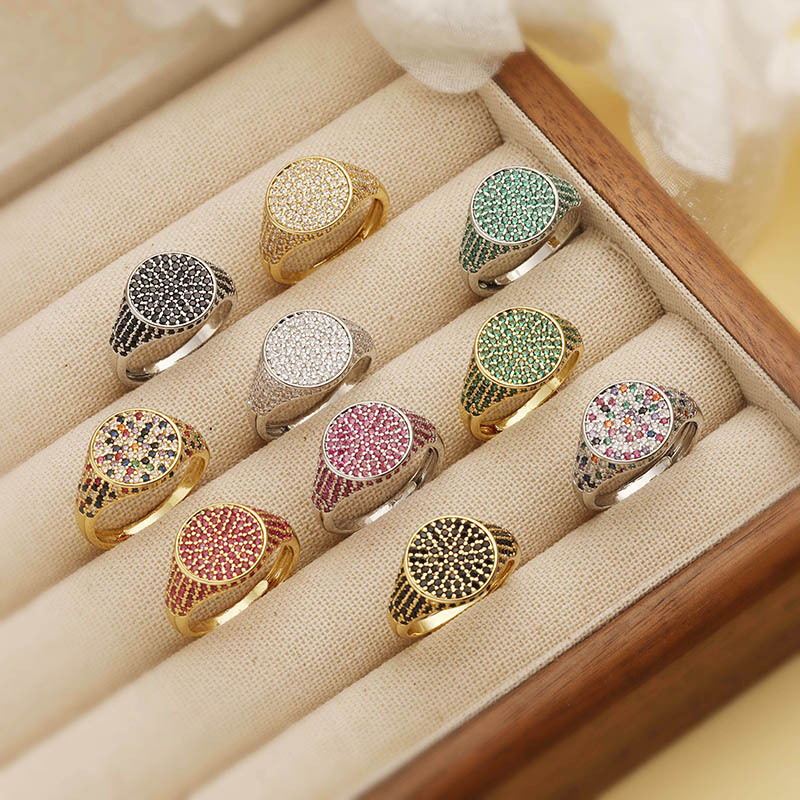 Gold And White Diamond Round Ring Copper Diamond Round Ring