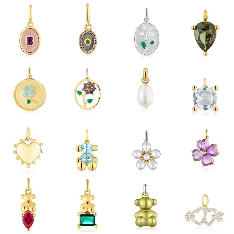 Golden Rose Zircon Bear Copper Geometric Eye Oval Flower Square Bear Pendant (without Chain)