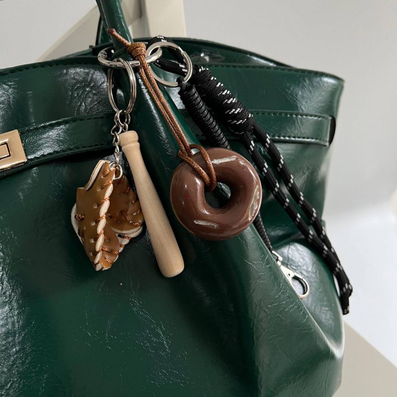Baseball Set Pendant Copper Geometric Fruit Donut Baseball Bag Chain