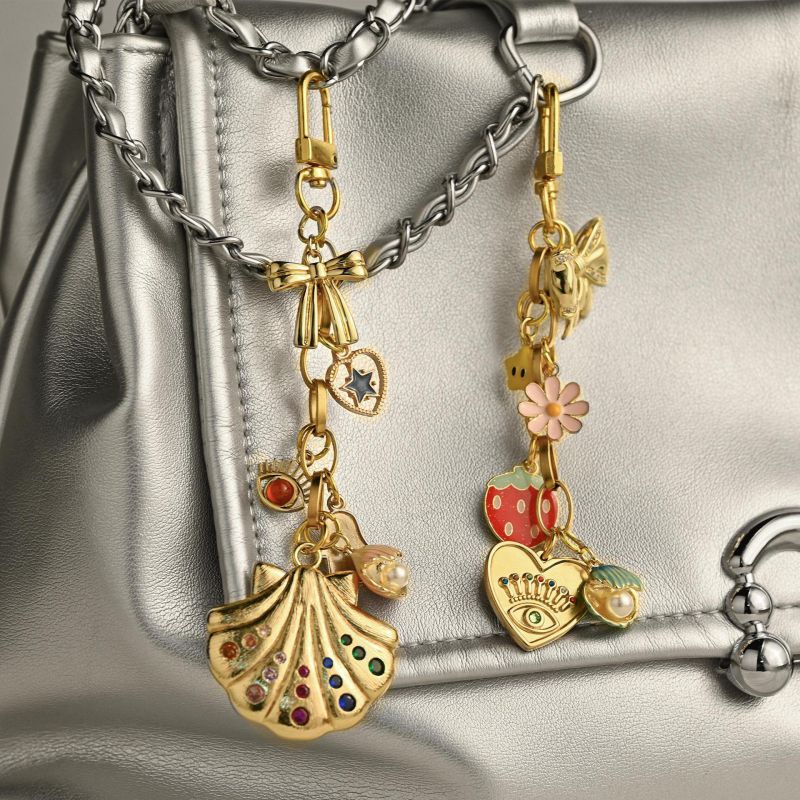 Smiley Face Pendant Copper Smiley Face Fish Shell Heart Strawberry Keychain