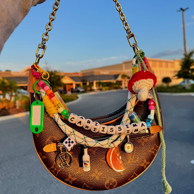 Beaded Vegetable Bag Chain Copper Cotton Rope Snack Fruit Wine Bottle Geometric Bag Chain